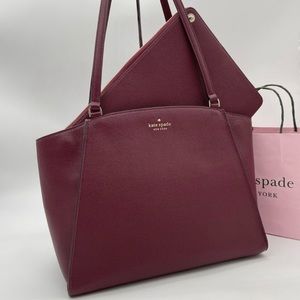 Kate Spade Brim Laptop Tote Bag Leather Ruby Red